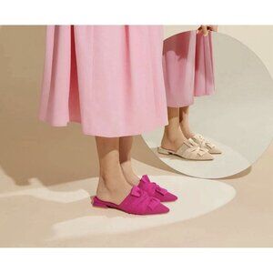 VIVAIA Yaffa Mules Pointed-Toe Knot Shoes Washable Size: 35